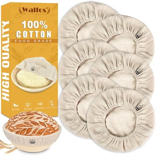 Walfos 6-Piece 10 Round Bakeware Proofing Basket Liner Soft Durable