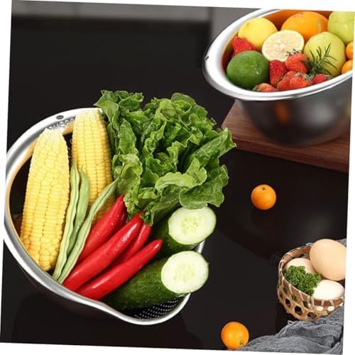 2-Piece Rice Washer Strainer Bowl Set for Kitchen Use