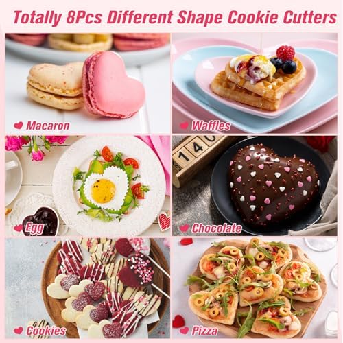 Valentines Day Cookie Cutters 8 Pcs Heart Shapes Stainless Steel Biscuit Molds