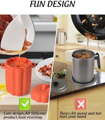 Bacon Grease Strainer Bin silicone heat resistant multipurpose kitchen tool fun family-friendly