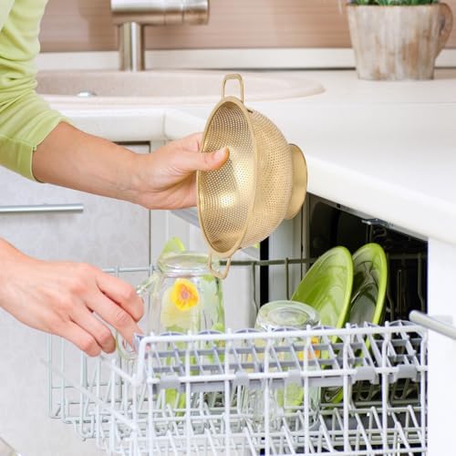 Stainless Steel Gold Strainer with Handle for Kitchen Use
