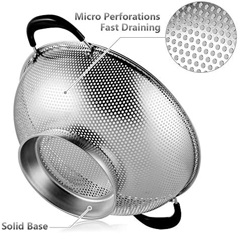 188 Stainless Steel Colander BPA-Free Heat Resistant Effortlessly Easy Grip