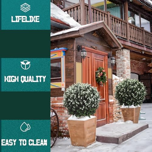 QAOUIEP Real Touch Leaves - 24 T with 17 W Faux Boxwood Topiary Trees