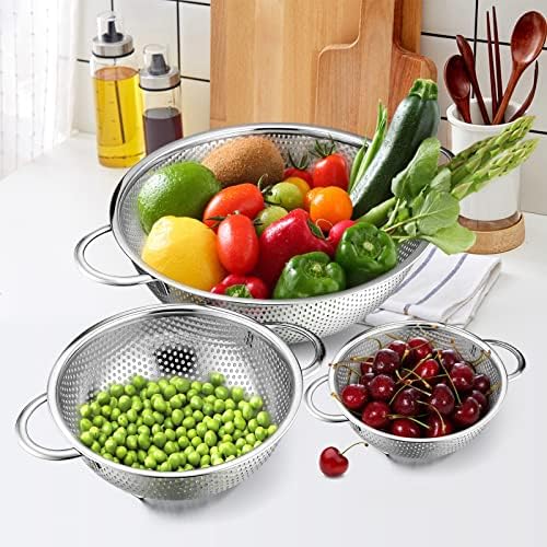 E-far 3-Piece Stainless Steel Colander Set