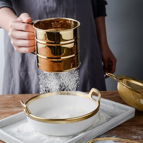 Powder Mesh Sifter for Baking Icing Sugar Stainless Steel Gold Sieve Tool