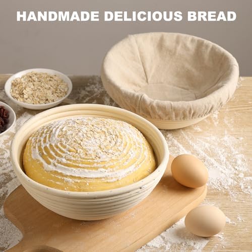 Yeatruojeet 10-Inch Rattan Bread Baskets Set of 2