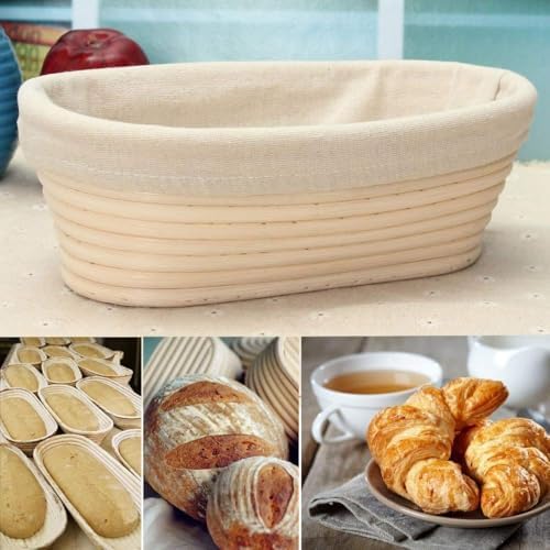 Banneton 10-Inch Rattan Proofing Basket Set Durable Versatile for Sourdough