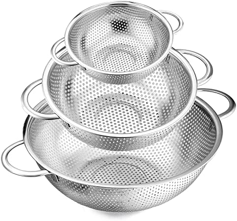 E-far 3-Piece Stainless Steel Colander Set
