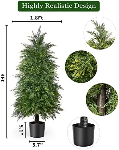 YEMMEN 2 Pack 4ft Artificial Cedar Topiary Outdoor Decor