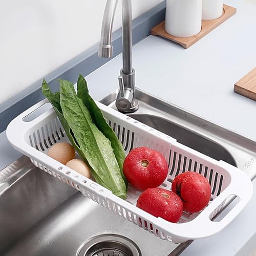 Adjustable Over the Sink Colander for Fruit Vegetables and Kitchen Use