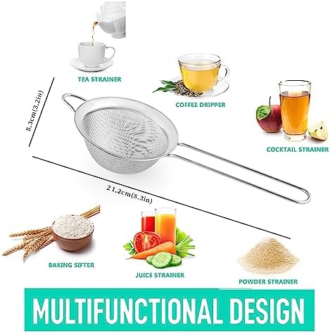 Small Strainer with Handle Stainless Steel Mesh Kitchen Essential