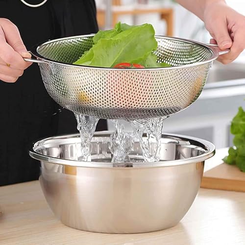 Reliable stainless steel colander for pasta vegetables and more