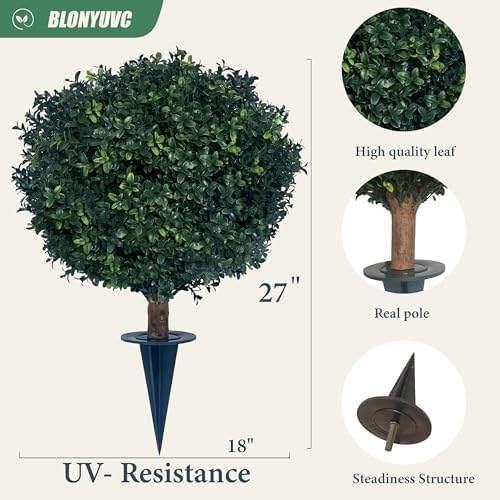 BLONYUVC 27 UV-Resistant Boxwood Bush with 8 Spike for Planting