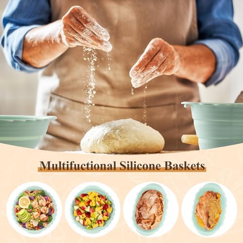 Neddie Upgraded Banneton Silicone Baking Basket Set for Sourdough Bread