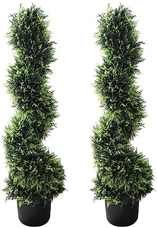 Stylish Spiral Boxwood Artificial Cedar Topiary