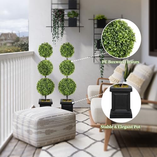 Set of 2 Realistic Boxwood Topiaries Outdoor Use 35ft