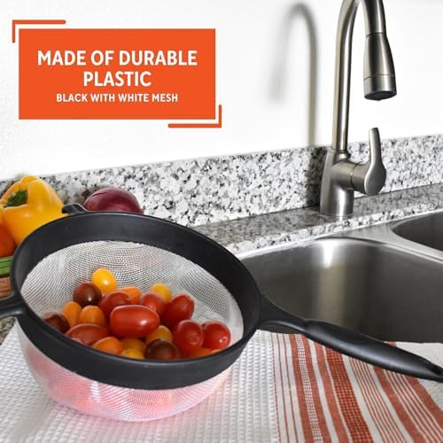 IMUSA 6-Inch Plastic Strainer Black Durable Design GRIDlock-free 6-Inch Strainer