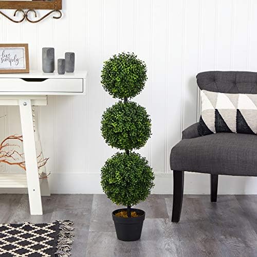 Stunning 3ft Artificial Triple Ball Boxwood Topiary IndoorOutdoor