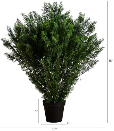 Nearly Natural Cedar Bush 4-Foot tall Black nursery pot