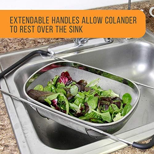 Precision-engineered over the sink stainless steel colander