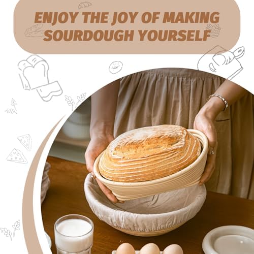 Sourdough Proofing Basket Set - 9 Round 10 Oval Banneton Tools