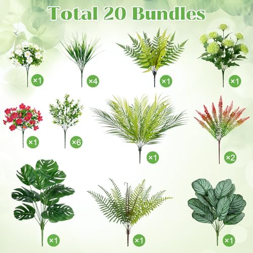 20-Piece Outdoor Artificial Plants