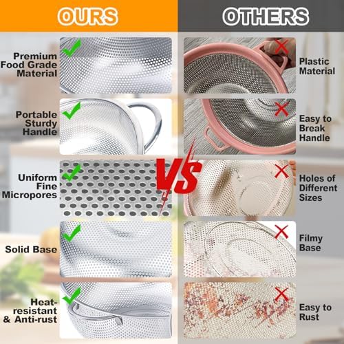Stainless Steel Colander Set Durable Rust-Proof Kitchen Tool