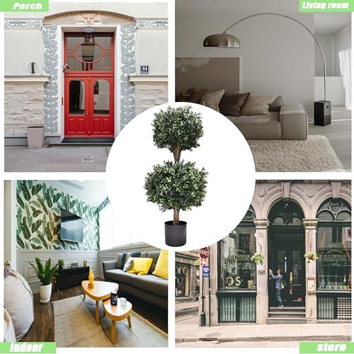 Two-Piece Artificial Boxwood Double Ball Topiaries