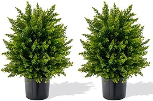 Goplus 215 Artificial Cedar Topiary Ball Tree Set of 2