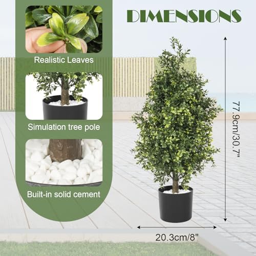 2-Piece Fake Boxwood Topiary for Indoor Outdoor Spaces