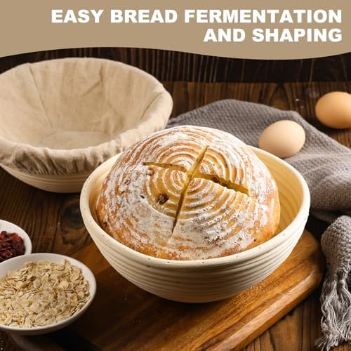 Yeatruojeet 10-Inch Rattan Bread Baskets Set of 2