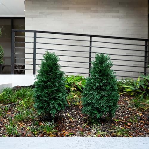 Nearly Natural 25ft UV-Resistant Artificial Cedar with Stake Set of 2
