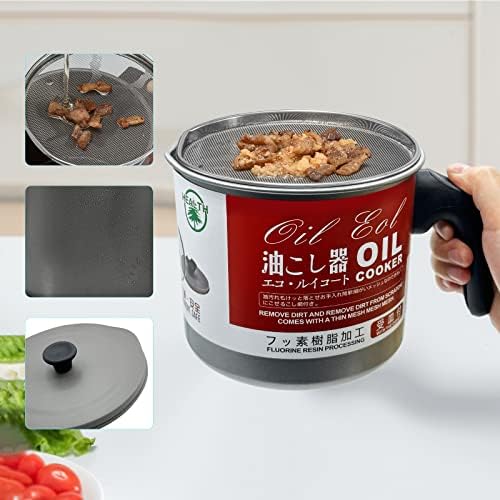 PARACITY 12L Bacon Grease Container with Fine Strainer Dust-Proof Lid