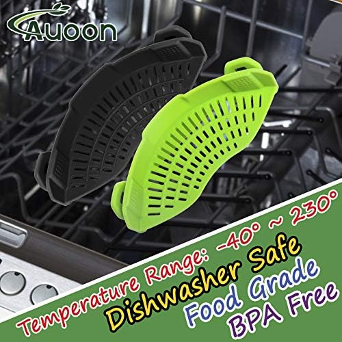 AUOON Heat-Resistant Silicone Strainer 2-Pack Easy to Use Dishwasher Safe