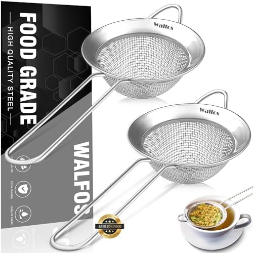 Mini Stainless Steel Strainer with Handle 2-Pack Tea Coffee More