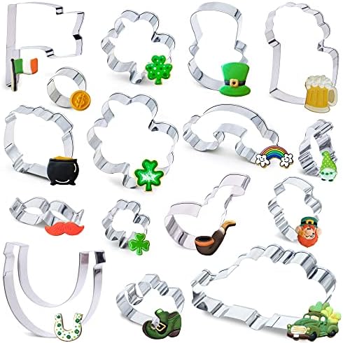 16-Piece St Patricks Day Cookie Cutter Set Baking Crafts Made Easy