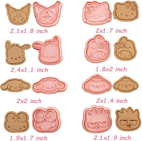 ROFOLO 8-Piece Mini Cartoon Cookie Cutters with 3D Raised Design