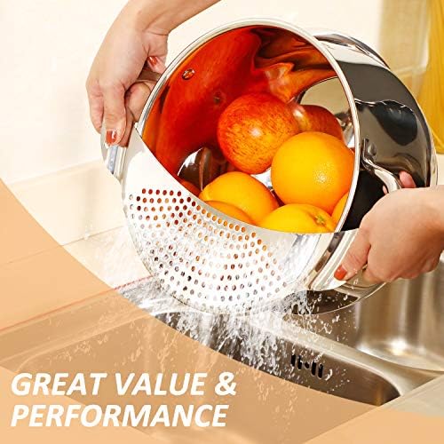 2-Piece Stainless Steel Pot Strainer with Double Handles