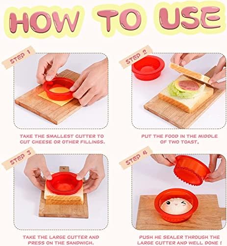 DARSUN Drirster Sandwich Cutter and Sealer 5PCS for Kids Easy Crustless Sandwiches