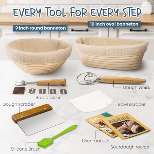 RORECAY 9-inch 10-inch Banneton Proofing Basket Set