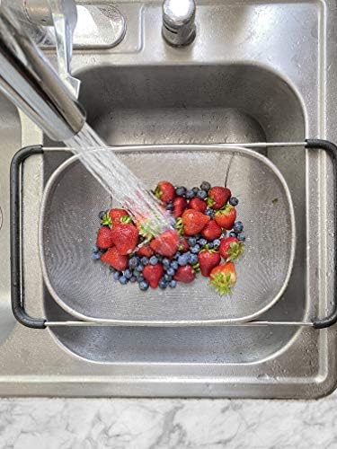 Makerstep Over the Sink Colander Strainer Basket Stainless Steel