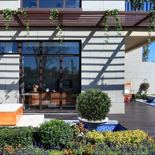 QAOUIEP Real Touch Leaves - 24 T with 17 W Faux Boxwood Topiary Trees