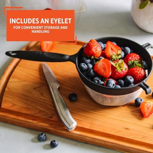 IMUSA 6-Inch Plastic Strainer Black Durable Design GRIDlock-free 6-Inch Strainer