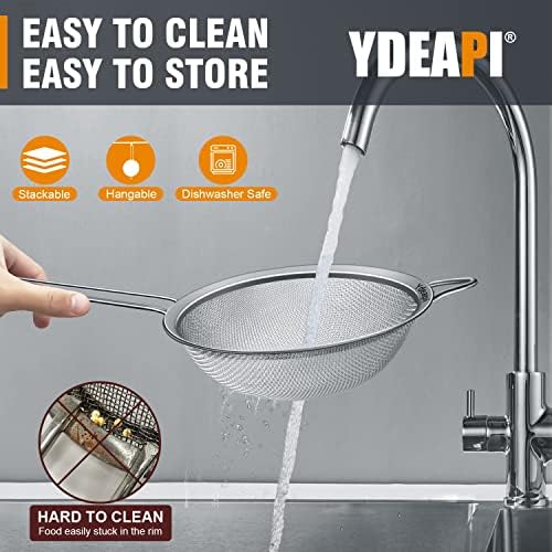 63 Fine Mesh Strainer with Handle Premium Stainless Steel for Kitchen Use