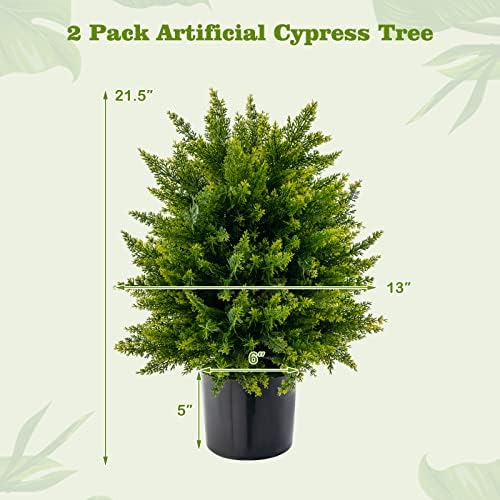 Goplus 215 Artificial Cedar Topiary Ball Tree Set of 2