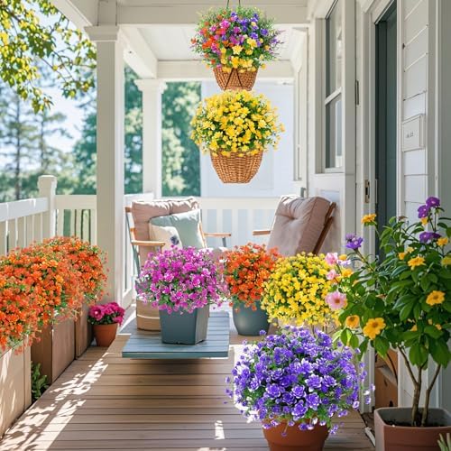 20 Pack Fake Plastic Artificial Flowers Outdoor Garden Decor