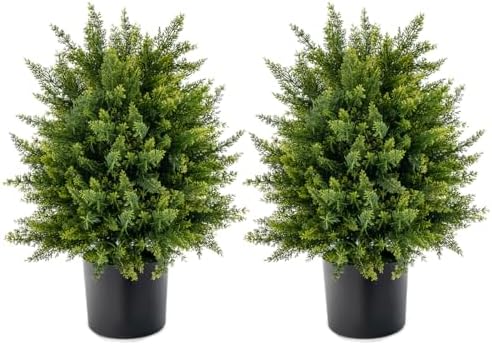 2-Piece Artificial Cedar Topiary Ball Tree 215