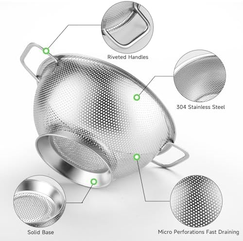 Efficient 3-Quart Stainless Steel Colander for Kitchen Use