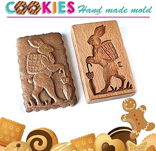 SNOOSZ Wooden Cookie Mold Rabbit Mouse Shape - Perfect for Baking Embossing