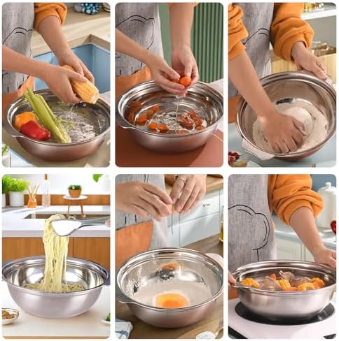 POPGRADE Stainless Steel Strainer Bowl Set with Handle